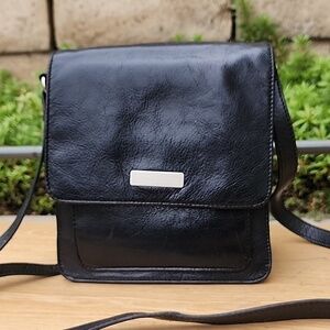 Vintage Norm Thompson Black Leather Crossbody Purse